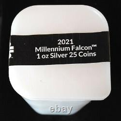 Mint Sealed Tube 25 2021 Niue Star Wars Millennium Falcon 1 Oz Silver Coin Roll