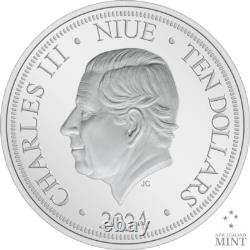 Monnaie de Nouvelle-Zélande 2024 Année lunaire du Dragon Pièce en argent colorisée de 3 oz Proof