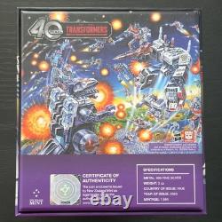 Monnaie de Nouvelle-Zélande 2024 Transformers 40 ans Megatron 3 oz. 999 Argent pièce de 5 $