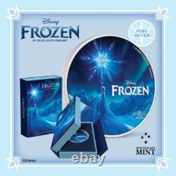 Monnaie de Nouvelle-Zélande Disney La Reine des Neiges 10e Anniversaire 2023. Pièce en argent colorisée de 1 oz.