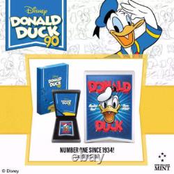 Monnaie de Nouvelle-Zélande Donald Duck 90e Anniversaire #1 depuis 1934 ! (5oz). Pièce en argent 999.