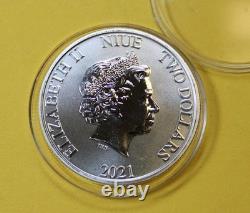 Monnaie de deux dollars de Nouvelle-Zélande 2021. Pièce en argent 999 Elizabeth II Superman