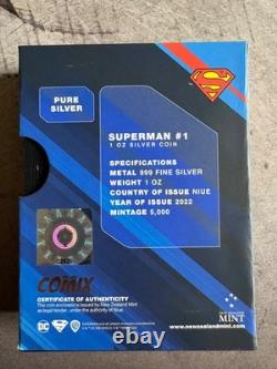 Monnaie de la Nouvelle-Zélande 2022 COMIX DC Superman #1 1 oz Pièce en Argent Colorisée Proof
