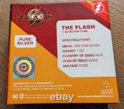 Monnaie de la Nouvelle-Zélande 2023 The Flash DC Pièce de monnaie de trading Argent 1 oz 777/2000 Limité