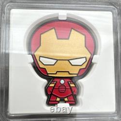 Monnaie en argent 1 oz Chibi Iron Man 2023 de la New Zealand Mint. 999 non certifiée