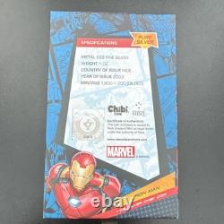 Monnaie en argent 1 oz Chibi Iron Man 2023 de la New Zealand Mint. 999 non certifiée