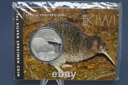Monnaie en argent de 1 oz Kiwi de Nouvelle-Zélande 2018, 1 $ sur carte