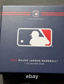 Monnaie en argent de 1 oz de la Nouvelle-Zélande de la Ligue majeure de baseball 2024 $2 épreuve colorisée