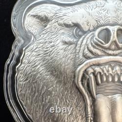 Monnaie en argent de 2 oz Grizzly Bear 2023 de la New Zealand Mint. 999 Nature féroce Investisseur
