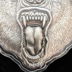 Monnaie en argent de 2 oz Grizzly Bear 2023 de la New Zealand Mint. 999 Nature féroce Investisseur