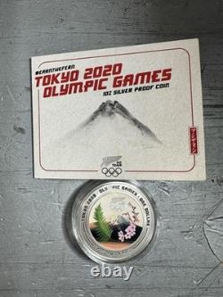Monnaie en argent en épreuve colorisée de 1 oz de Nouvelle-Zélande 2020 - Jeux Olympiques de Tokyo
