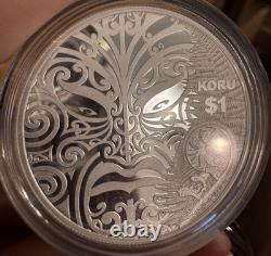 Monnaie en argent preuve S de 1 $ néo-zélandais 2013 Art Maori Koru Emballage d'origine de la Monnaie