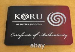 Monnaie en argent preuve S de 1 $ néo-zélandais 2013 Art Maori Koru Emballage d'origine de la Monnaie