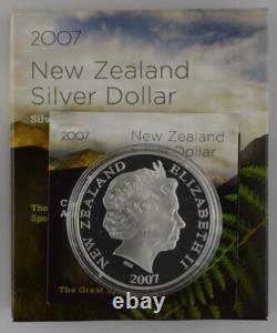 Monnaie en dollar argent 2007 de Nouvelle-Zélande - Kiwi tacheté géant Proof