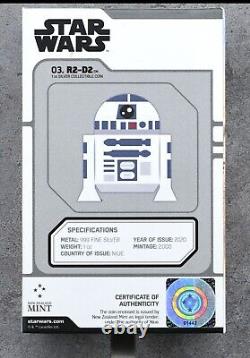 NGC PF70 2020 Monnaie de Nouvelle-Zélande Chibi Star Wars 03. R2-D2 1 Oz. Pièce en Argent