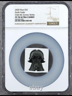 NGC PF70 2020 Monnaie de Nouvelle-Zélande Chibi Star Wars Dark Vador 1 oz. Pièce en argent