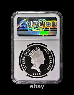 NOUVELLE-ZÉLANDE. 1994, 5 Dollars, Argent NGC PF69 Échasse Noire et Poussins