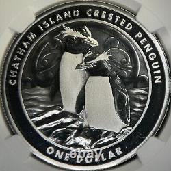 NOUVELLE-ZÉLANDE. 2020, 1 Dollar, Argent NGC MS70 Top Pop? Pingouin à crête