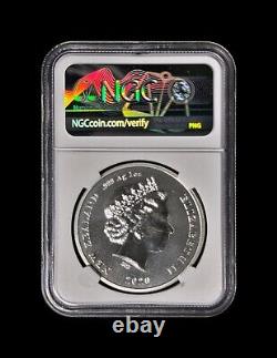 NOUVELLE-ZÉLANDE. 2020, 1 Dollar, Argent NGC MS70 Top Pop? Pingouin à crête