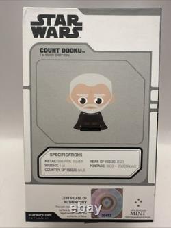 New Zealand Mint Star Wars Comte Dooku 2023 1 oz. Argent 999 #00452