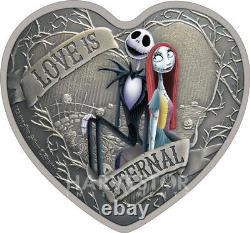 Nightmare Before Christmas Heart Shape Love Is Eternal 1 Oz. Argent Coin
