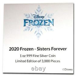 Niue 2020 1 Oz Silver Proof Coin- Disney Frozen Elsa Et Anna Frozen