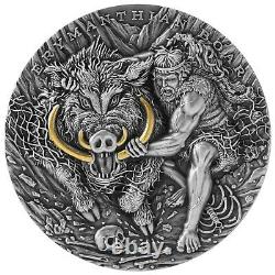 Niue 2020 Douze Travailleurs De Hercules Erymanthian Boar 5 $ Pièce D'argent 2 Oz