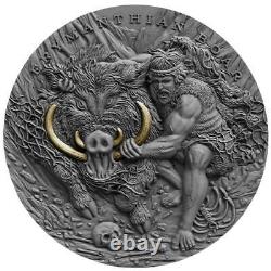 Niue 2020 Douze Travailleurs De Hercules Erymanthian Boar 5 $ Pièce D'argent 2 Oz