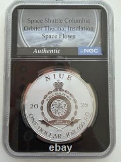 Niue S$1 Navette Columbia 2025 Première émission pièce NGCX REVERSE PF 10 argent