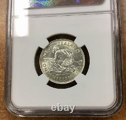 Nouvelle-Zélande 1 sh. 1942 argent NGC AU58 blanc brillant grade élevé KGVI