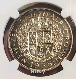 Nouvelle-Zélande 1935 Demi-Couronne Superb Gem Cameo Épreuve NGC PF67 Meilleur LV