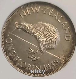 Nouvelle-Zélande 1935 Florin Superbe Gemme Épreuve Camée Mtg 364 NGC PR 66. LV