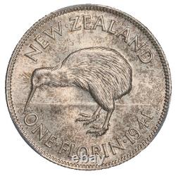 Nouvelle-Zélande, 1941 Florin George VI. PCGS MS 63. Tirage de 820 000.
