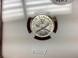 Nouvelle-Zélande 1942 3 Pence 1 Point NGC MS62 Date Clé Variété
