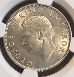 Nouvelle-Zélande 1944 Florin Rare Superb Gem Date Clé Faible Tirage NGC 62PQ LJ