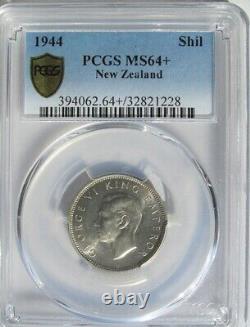 Nouvelle-Zélande 1944 shilling, PCGS MS64+, argent, aucun grade supérieur, faible tirage