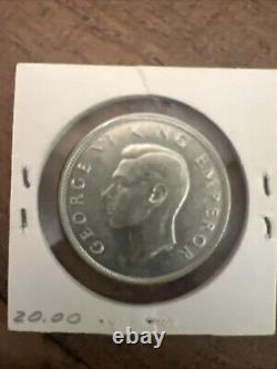 Nouvelle-Zélande 1945 Demi-Couronne en Argent George VI Excellent État