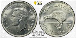 Nouvelle-Zélande, 1945 Florin George VI. PCGS MS 63. Tirage de 515 000.