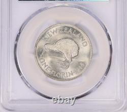 Nouvelle-Zélande, 1945 Florin George VI. PCGS MS 63. Tirage de 515 000.