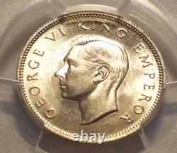 Nouvelle-Zélande, 1945 Shilling de George VI. PCGS MS 63. Tirage de 1 030 000.