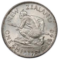 Nouvelle-Zélande, 1946 George VI Shilling. PCGS MS 65. Tirage de 1 060 000.