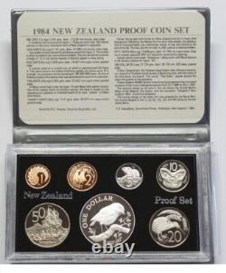 Nouvelle-Zélande 1984 Ensemble de pièces en argent proof - Oiseau Black Robin