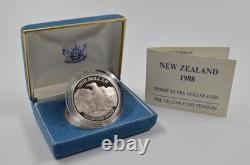 Nouvelle-Zélande 1988 pièce de preuve en argent d’un dollar manchot aux yeux jaunes