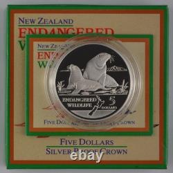 Nouvelle-Zélande 1993 pièce de 5 $ en argent proof Lion de mer