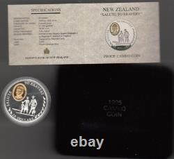 Nouvelle-Zélande 1995 20 $ 'Hommage à la bravoure' Monnaie en argent mat froissé épreuve camée