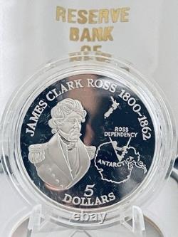 Nouvelle-Zélande 1995 pièce de preuve en argent de 5 $ James Clarke Ross, explorateur