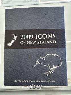 Nouvelle-Zélande 2009 1 OZ Pièce en Argent Proof Kiwi Pièces Icônes #7660