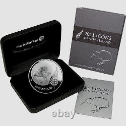 Nouvelle-Zélande 2011 1 Once Pièce de Monnaie en Argent Proof - Pièces de Kiwi Fougère Kiwi