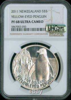 Nouvelle-Zélande 2011 Argent 5 Dollars Épreuve NGC PF68 Ultra Cameo Qualité MAC