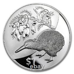 Nouvelle-Zélande 2012 Kiwi & Kowhai Flower 1 Once Pièce d'argent Proof $1 dans son emballage d'origine